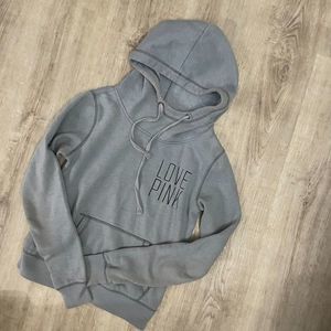 PINK Victoria's Secret Grey Hoodie Full Sleeves "LOVE PINK" Printed US Size - XS